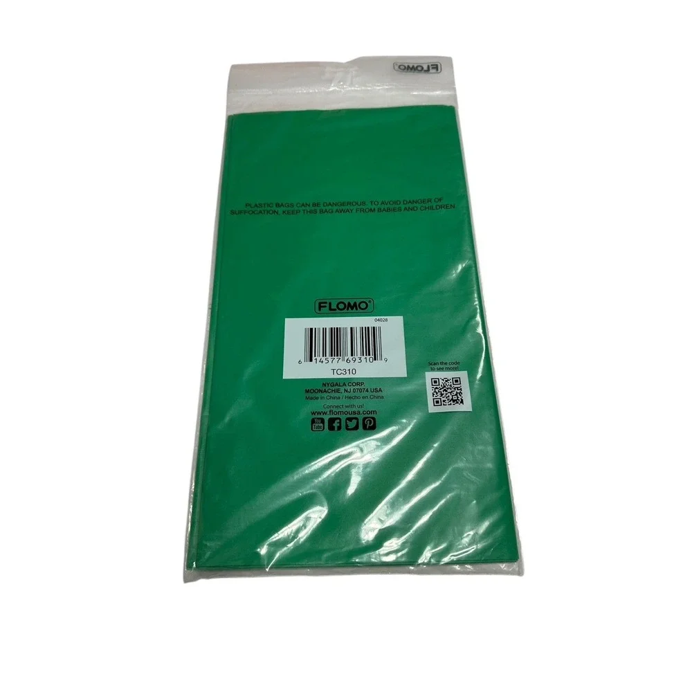 FLOMO green plastic table cover rectangle 54x108 inches